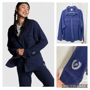 PINK Reverse Fleece Shacket blue size L